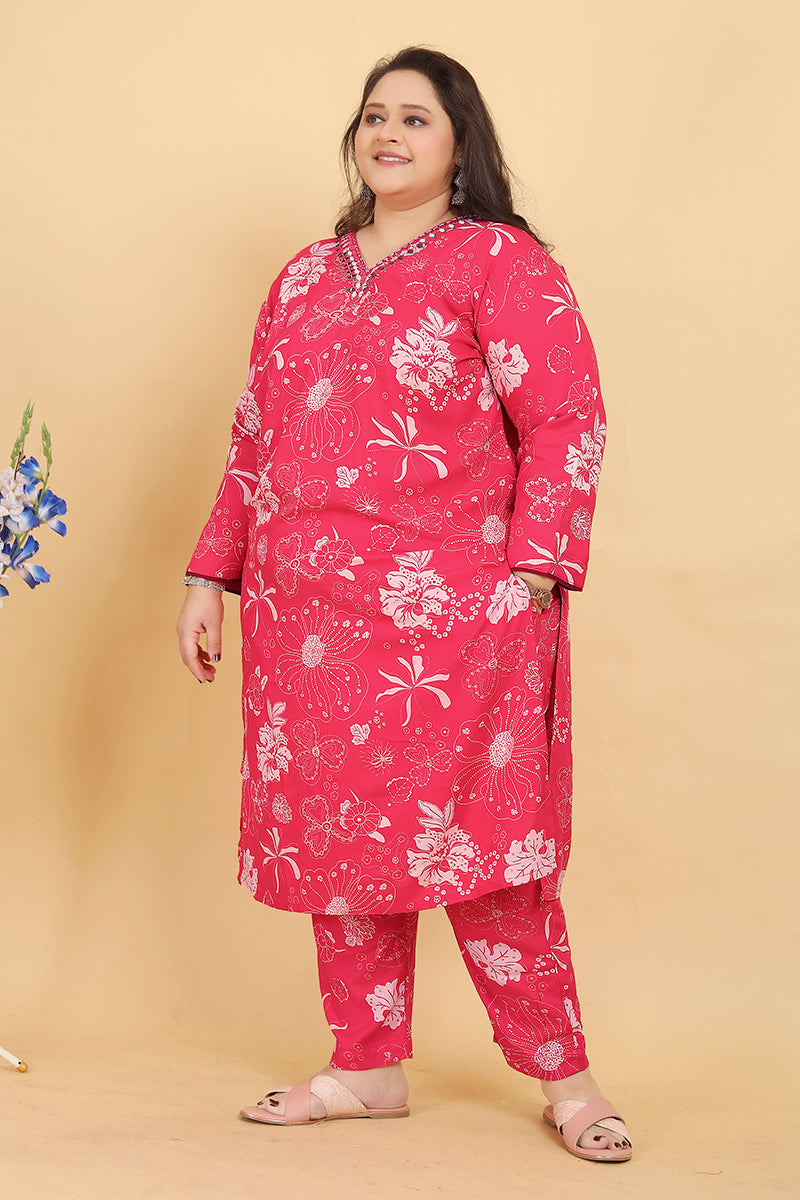 Monjolika Fashion Pink Premium Rayon Hand Work Classic Salwar Suit | Grocsy