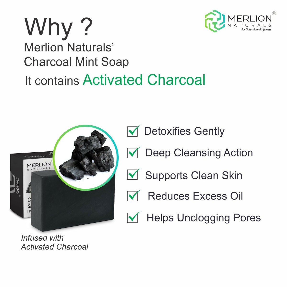 Merlion Naturals Charcoal & Mint Glycerine Soap | Grocsy