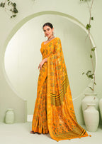 Monjolika Fashion Amber Ceremonial Paisley Printed Georgette Designer Saree | Grocsy