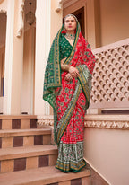Monjolika Fashion Printed Silk Red Classic Saree | Grocsy