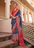 Monjolika Fashion Printed Silk Navy Blue Classic Saree | Grocsy
