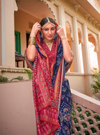 Monjolika Fashion Printed Silk Navy Blue Classic Saree | Grocsy