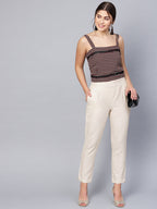 Juniper Women Offwhite Cotton Flex Solid Slim Fit Pant/Slim Pant | Grocsy