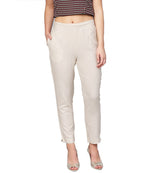 Juniper Women Offwhite Cotton Flex Solid Slim Fit Pant/Slim Pant | Grocsy
