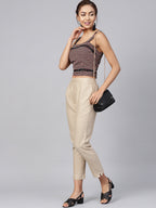 Juniper Women Sandgrey Cotton Flex Solid Slim Fit Pant/Slim Pant | Grocsy