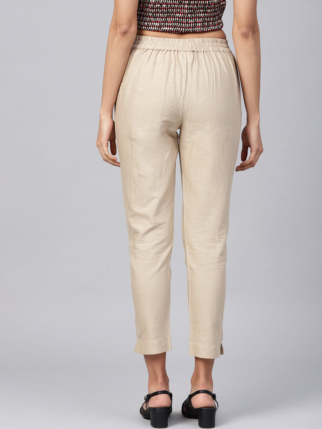 Juniper Women Sandgrey Cotton Flex Solid Slim Fit Pant/Slim Pant | Grocsy
