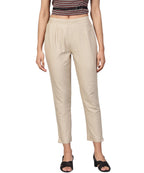 Juniper Women Sandgrey Cotton Flex Solid Slim Fit Pant/Slim Pant | Grocsy