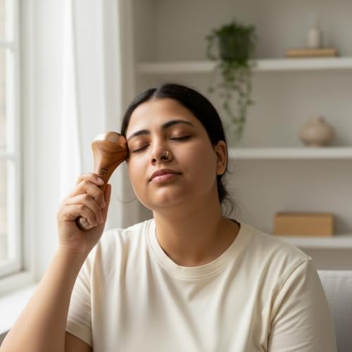Livronic Face Acupoint Kansa Wand Massager with Teak Wood Handle for Detoxification and Deep Relaxation Natural Kansa 2 in 1 Bronze | Grocsy
