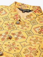 Sojanya Men Mustard Yellow Kurta with Churidar & Nehru Jacket | Grocsy