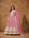 Monjolika Fashion Pink Color Embroidered Santoon Silk Salwar Suit | Grocsy