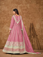 Monjolika Fashion Pink Color Embroidered Santoon Silk Salwar Suit | Grocsy