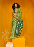 Monjolika Fashion Green Handloom Silk Weaving Zari Designer Saree | Grocsy