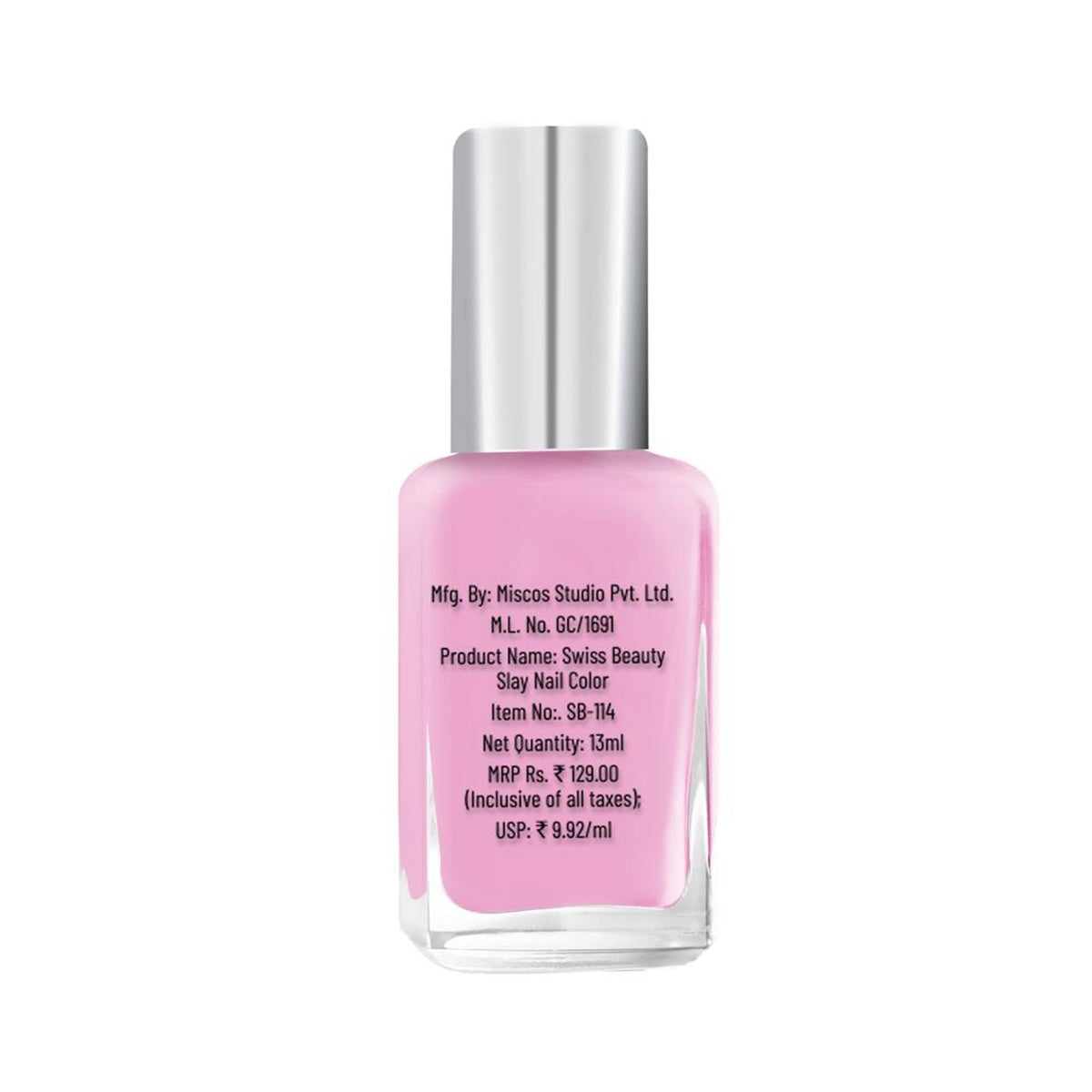 Swiss Beauty Slay Nail Color Ultra Shine Formulation - 03 Dreamy Pink | Grocsy