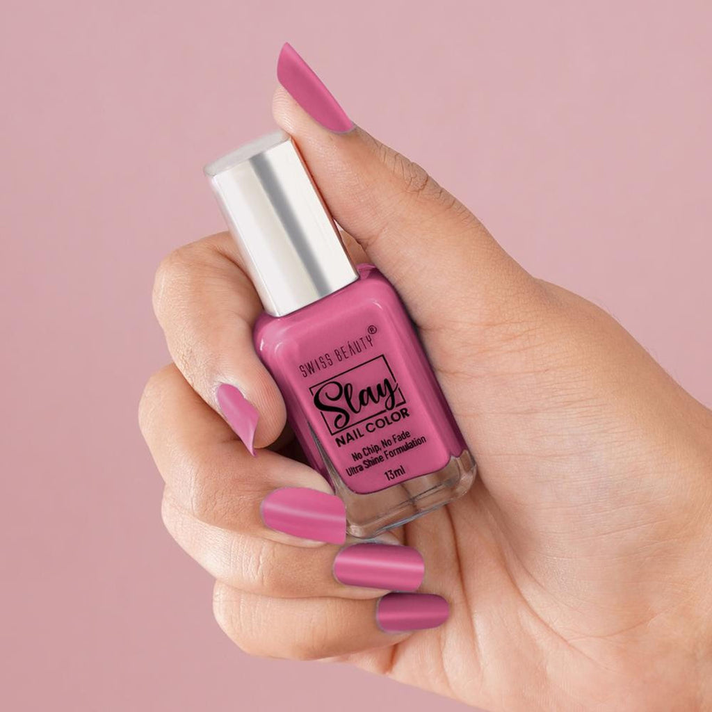 Swiss Beauty Slay Nail Color Ultra Shine Formulation - 13 Perfect Pink | Grocsy