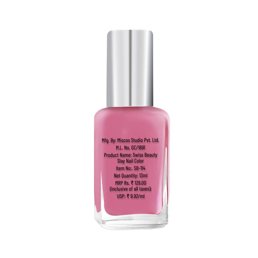 Swiss Beauty Slay Nail Color Ultra Shine Formulation - 13 Perfect Pink | Grocsy