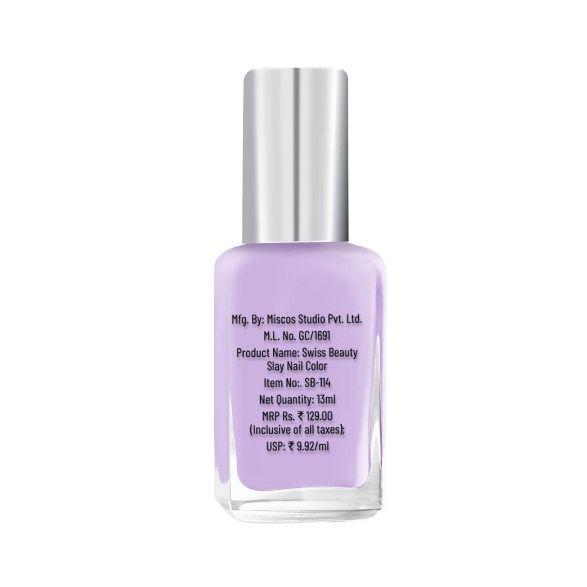 Swiss Beauty Slay Nail Color Ultra Shine Formulation - 16 Lavender | Grocsy