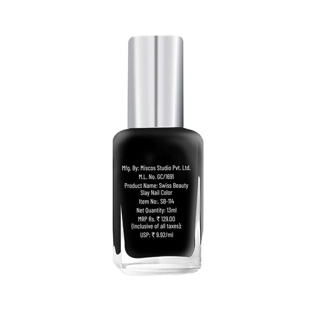 Swiss Beauty Slay Nail Color Ultra Shine Formulation - 22 Mid Night | Grocsy