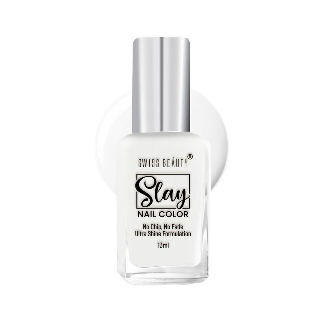 Swiss Beauty Slay Nail Color Ultra Shine Formulation - 23 Flat White | Grocsy