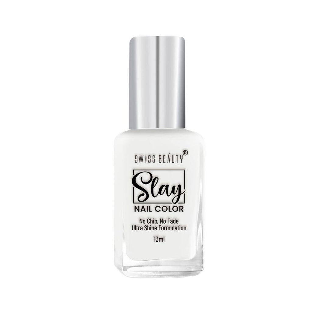 Swiss Beauty Slay Nail Color Ultra Shine Formulation - 23 Flat White | Grocsy