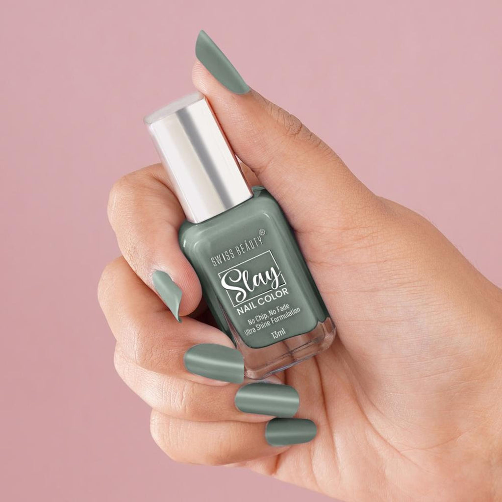 Swiss Beauty Slay Nail Color Ultra Shine Formulation - 26 Grey Stone | Grocsy