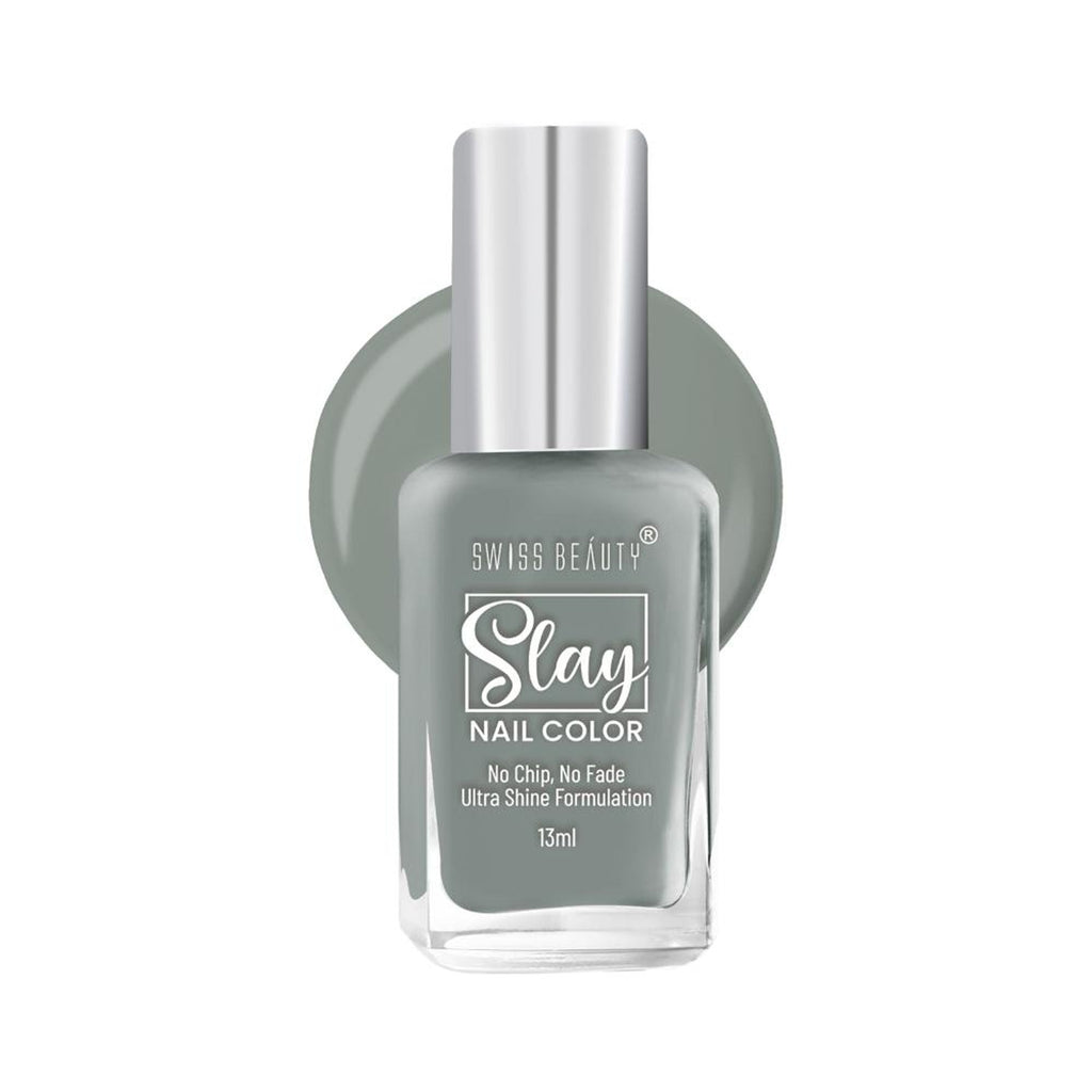 Swiss Beauty Slay Nail Color Ultra Shine Formulation - 26 Grey Stone | Grocsy