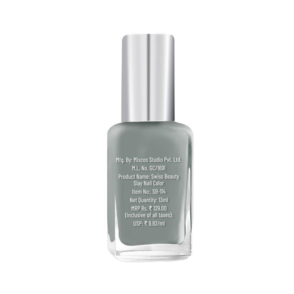 Swiss Beauty Slay Nail Color Ultra Shine Formulation - 26 Grey Stone | Grocsy