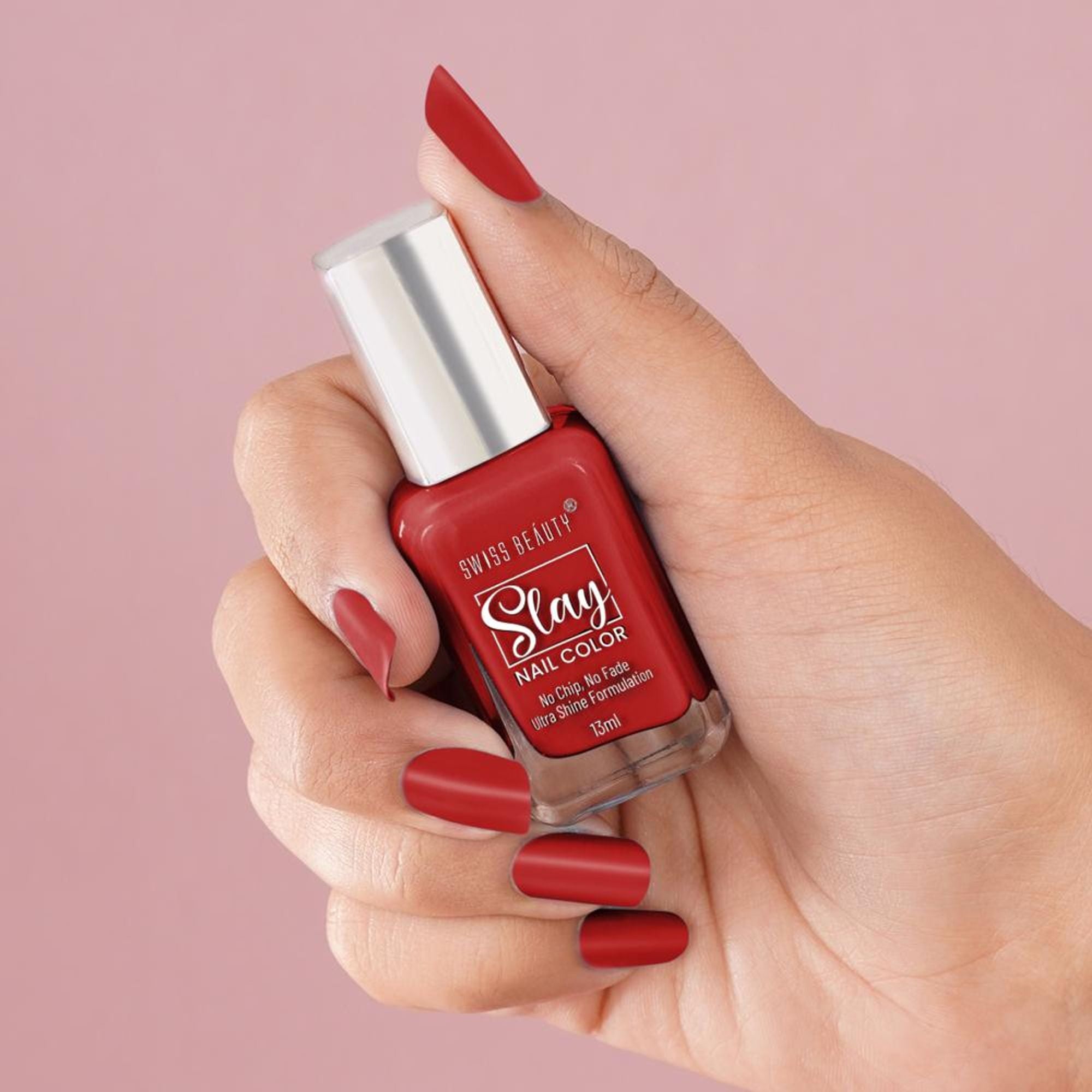 Swiss Beauty Slay Nail Color Ultra Shine Formulation - 27 Silk Red | Grocsy