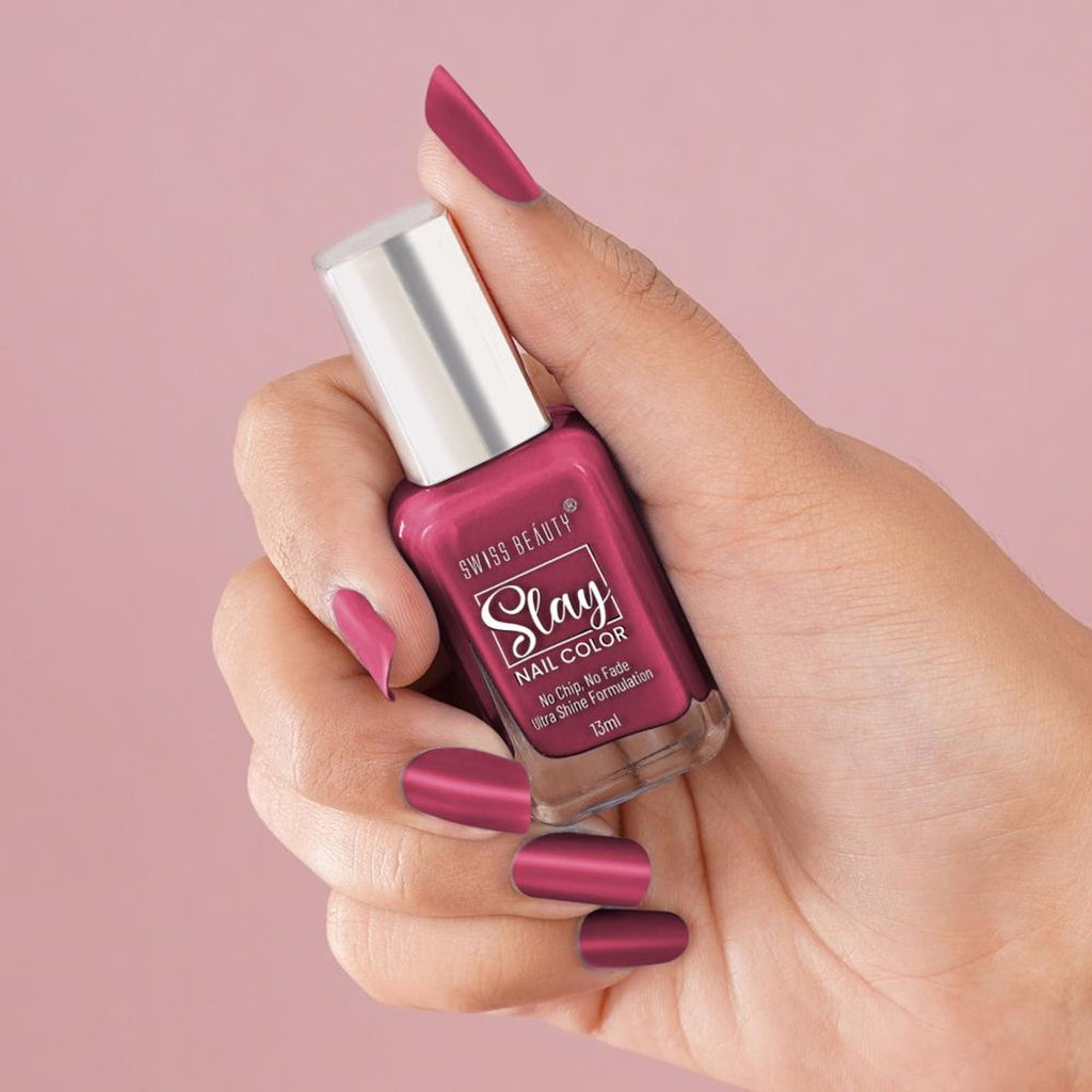 Swiss Beauty Slay Nail Color Ultra Shine Formulation - 32 Mulberry Maroon | Grocsy