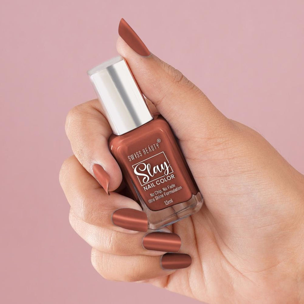 Swiss Beauty Slay Nail Color Ultra Shine Formulation - 33 Rose Wood | Grocsy