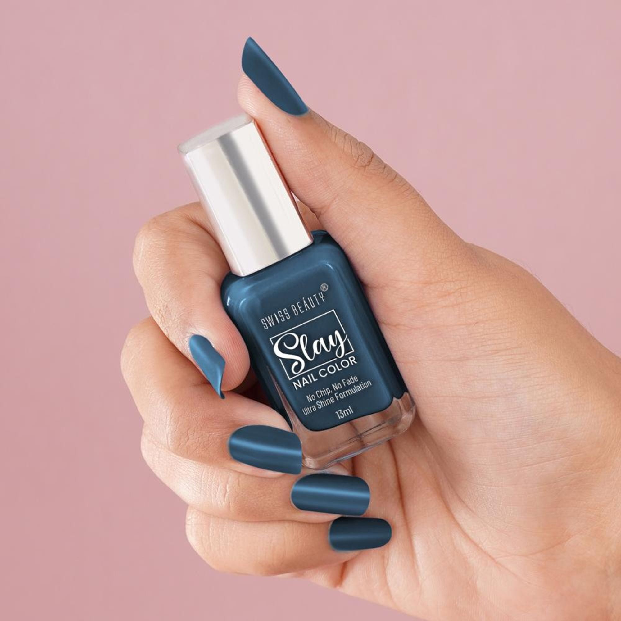 Swiss Beauty Slay Nail Color Ultra Shine Formulation - 45 London Blu | Grocsy