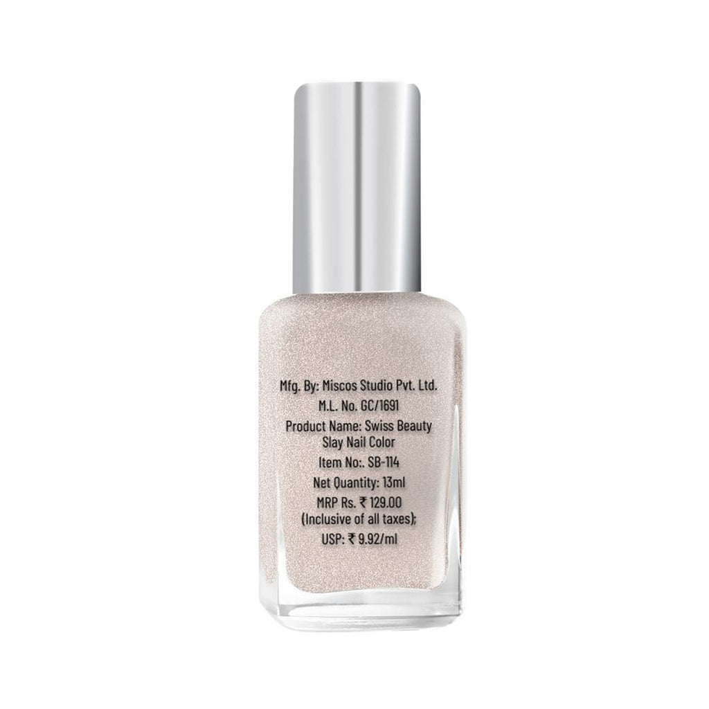 Swiss Beauty Slay Nail Color Ultra Shine Formulation - 52 Gold Star | Grocsy
