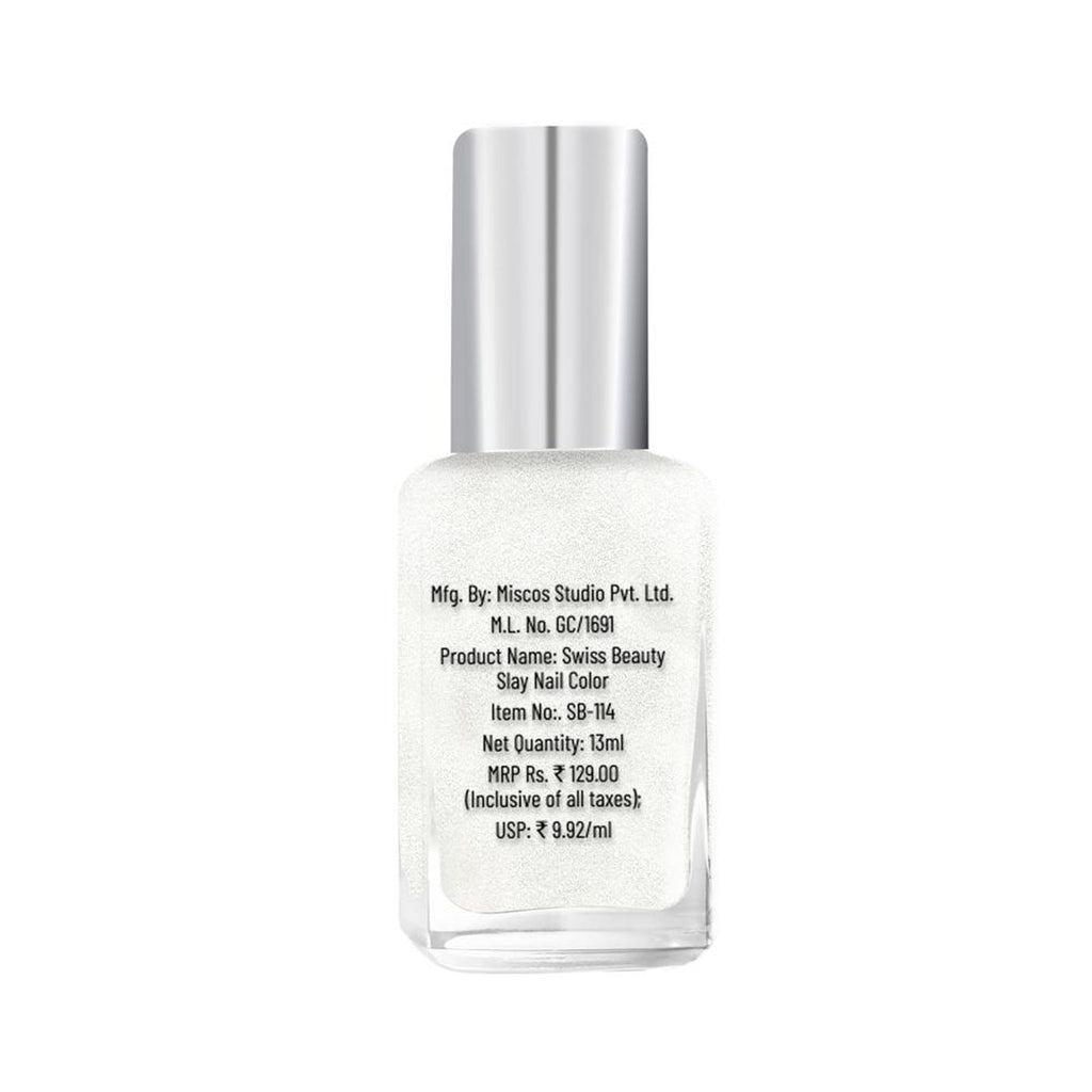 Swiss Beauty Slay Nail Color Ultra Shine Formulation - 54 Pearl | Grocsy