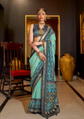 Monjolika Fashion Sea Green Patola Printed Work Silk Designer Saree | Grocsy