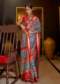 Monjolika Fashion Patola Print Silk Designer Saree In Grey | Grocsy