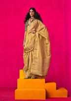 Monjolika Fashion Mustard Weaving Tissue Silk Traditional Saree | Grocsy