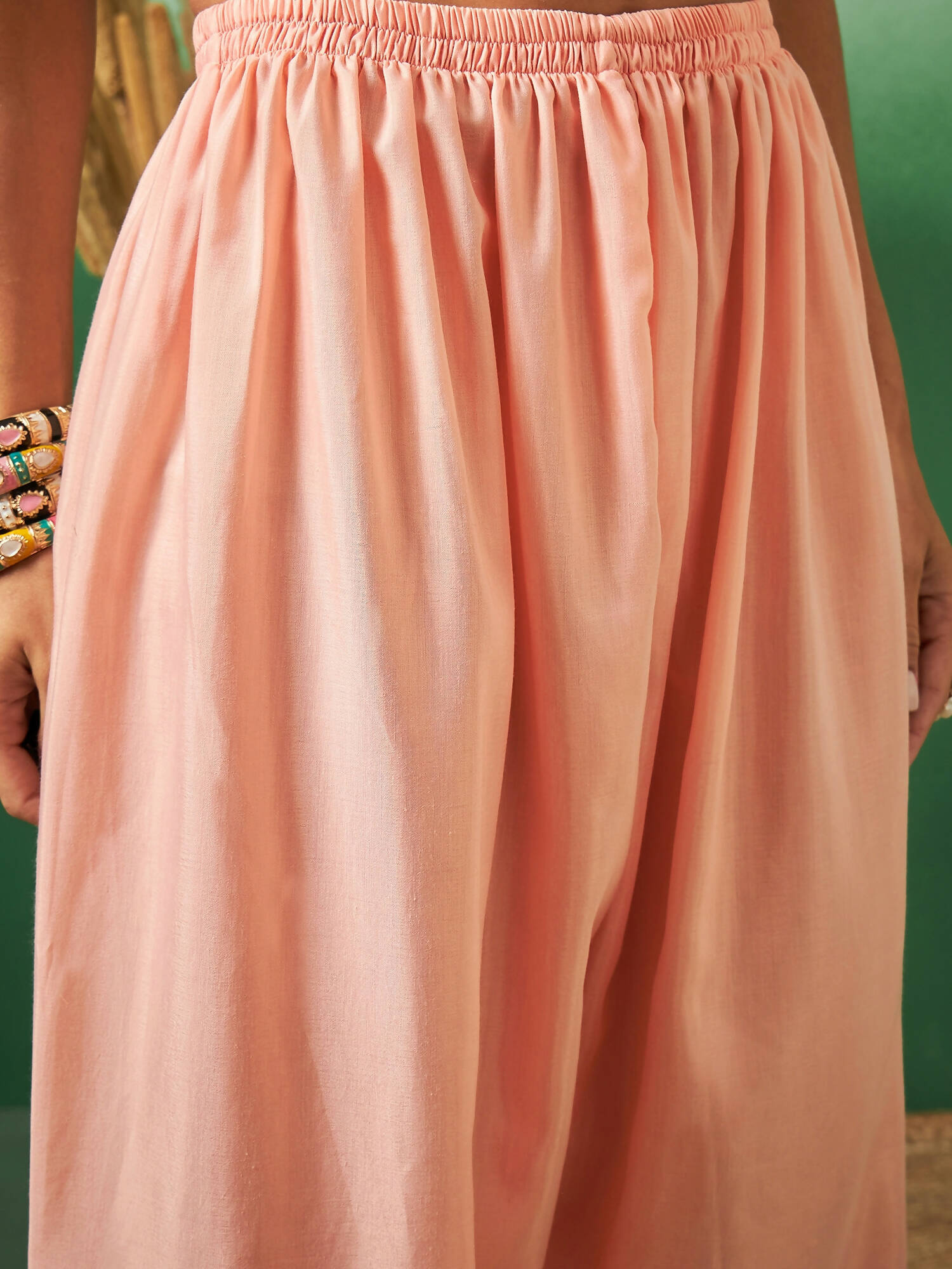 Peach Georgette Handwork Unstitched Dress Material - Hanika | Grocsy