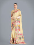 Monjolika Fashion Pashmina Silk Beige Gold Zari Woven Saree? | Grocsy