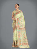 Monjolika Fashion Pashmina Silk Pista Gold Zari Woven Saree? | Grocsy