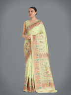 Monjolika Fashion Pashmina Silk Pista Gold Zari Woven Saree? | Grocsy
