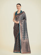 Monjolika Fashion Teal Color Banarasi Silk Woven Saree | Grocsy