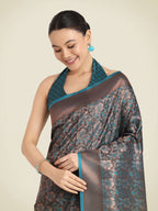 Monjolika Fashion Teal Color Banarasi Silk Woven Saree | Grocsy