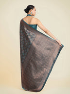 Monjolika Fashion Teal Color Banarasi Silk Woven Saree | Grocsy