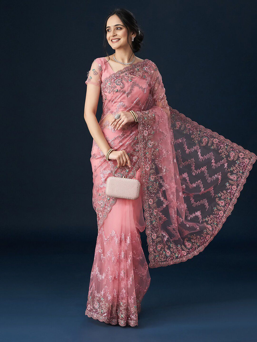 kasee Embellished Neted Sarees | Grocsy