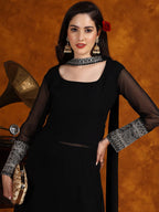 Sangria Embroidery Georgette Kurta Palazzo With Dupatta Set | Grocsy