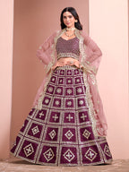 Monjolika Fashion Purple Embroidered Art Silk Trendy A Line Lehenga Choli | Grocsy