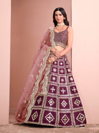 Monjolika Fashion Purple Embroidered Art Silk Trendy A Line Lehenga Choli | Grocsy