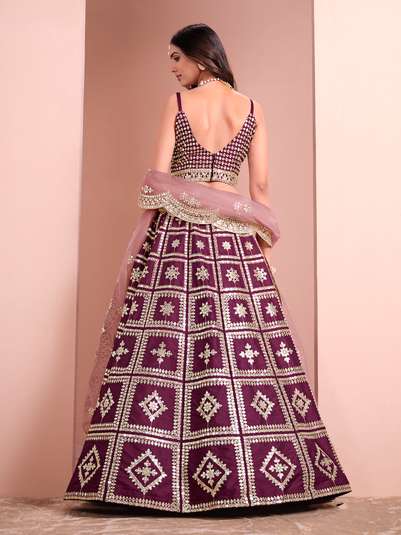 Monjolika Fashion Purple Embroidered Art Silk Trendy A Line Lehenga Choli | Grocsy