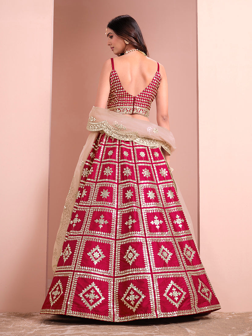 Monjolika Fashion Rani Embroidered Art Silk Trendy A Line Lehenga Choli | Grocsy