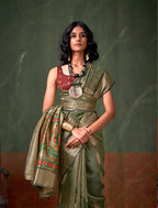 Monjolika Fashion Weaving Zari Tissue Silk Designer Saree In Dark Green | Grocsy