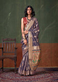 Monjolika Fashion Weaving Zari Tissue Silk Designer Saree In Violet | Grocsy